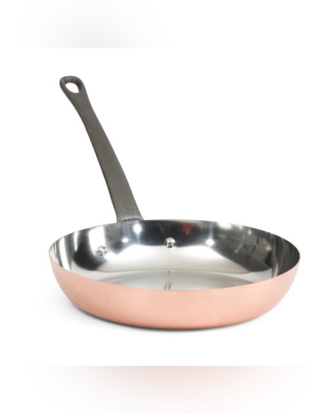 Baumalu French Copper Fry Pan 9.5” Cast Iron Handle Copper Skillet Vintage Style